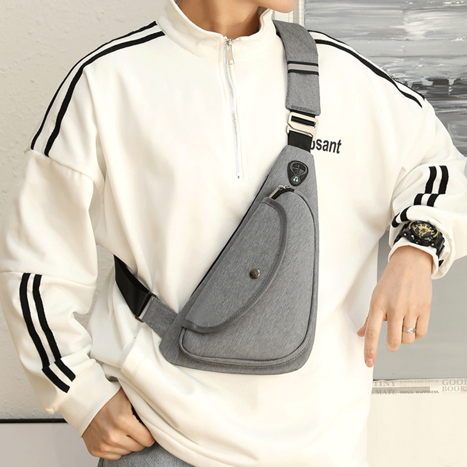 Oxford Cloth Fashion Banana Chest Crossbody Sling Bag 2